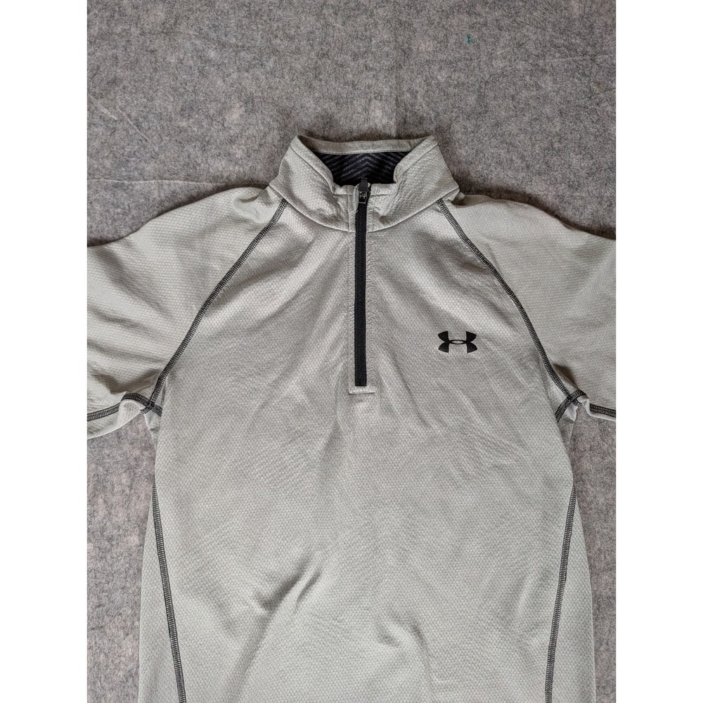 Under Armour ColdGear Mens Gray Textured 1/4 Zip Fitted Training Pullover SM - Picture 4 of 9